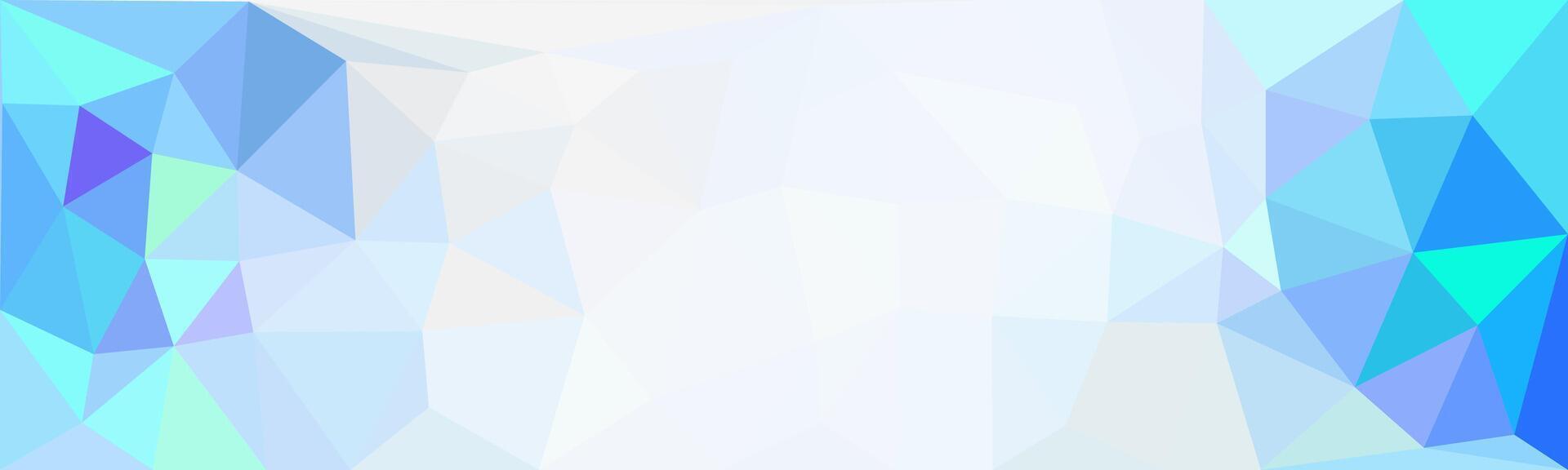 A minimalist abstract banner with a gradient of blue and white colors. The background is composed of many small polygons, creating a geometric pattern. vector