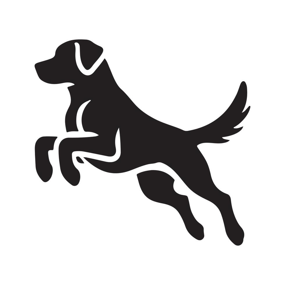 Silhouette of a Labrador Retriever in a striking pose, such as Leaping mid-air attentively vector