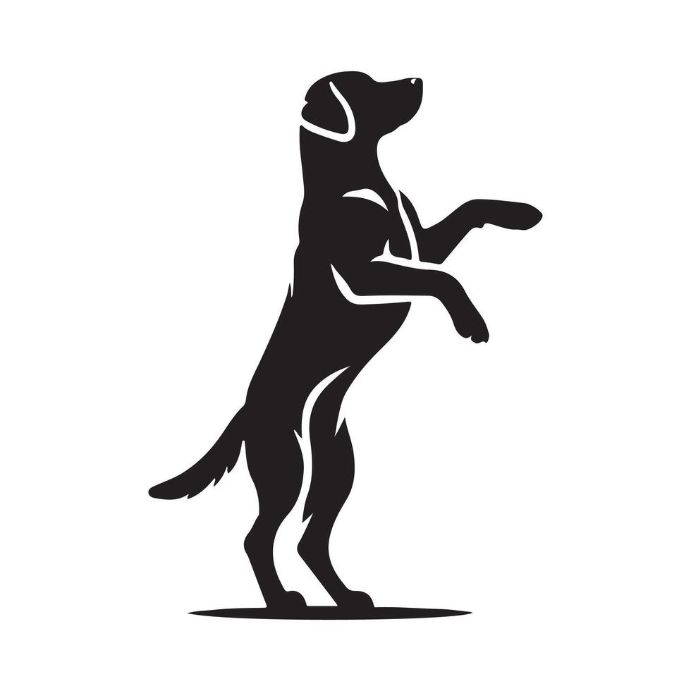 silhouette of a Labrador Retriever Playfully Standing on Hind Legs vector