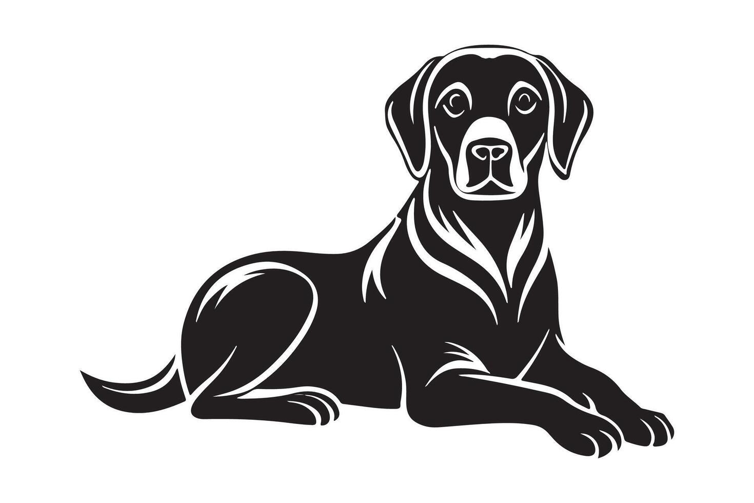 Minimalist Black LabradorMinimalist Black Labrador Silhouette in Calm Lying down,Sleeping and Resting Pose vector