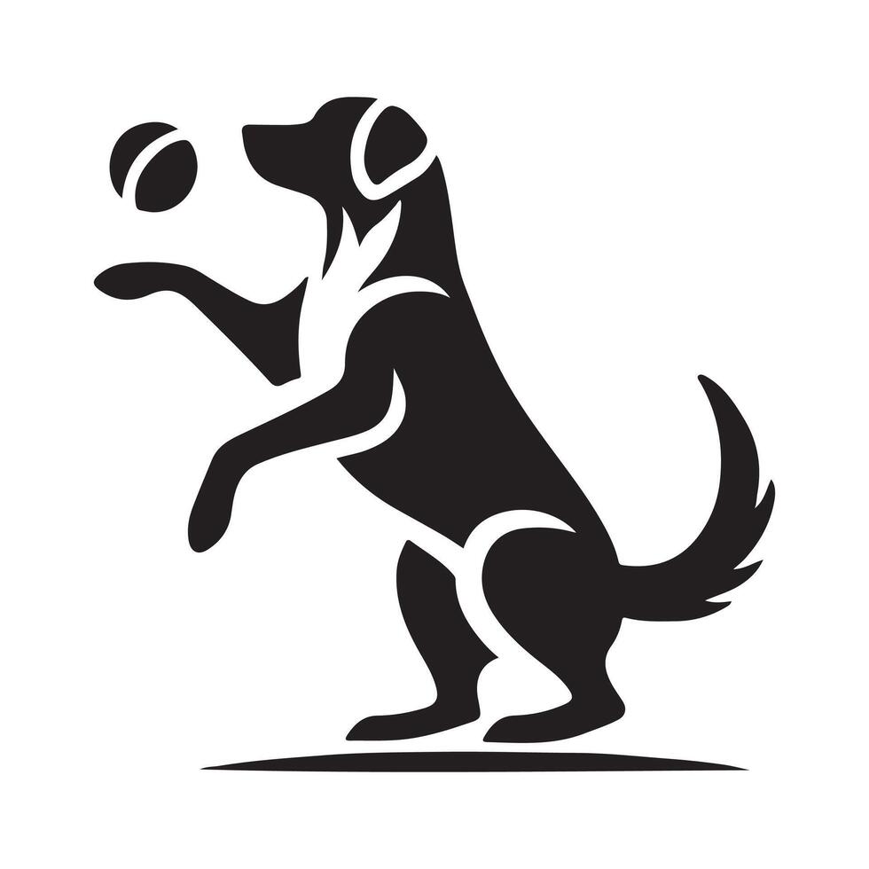silhouette of a Labrador Retriever in a striking pose, such as Fetching a ball attentively vector