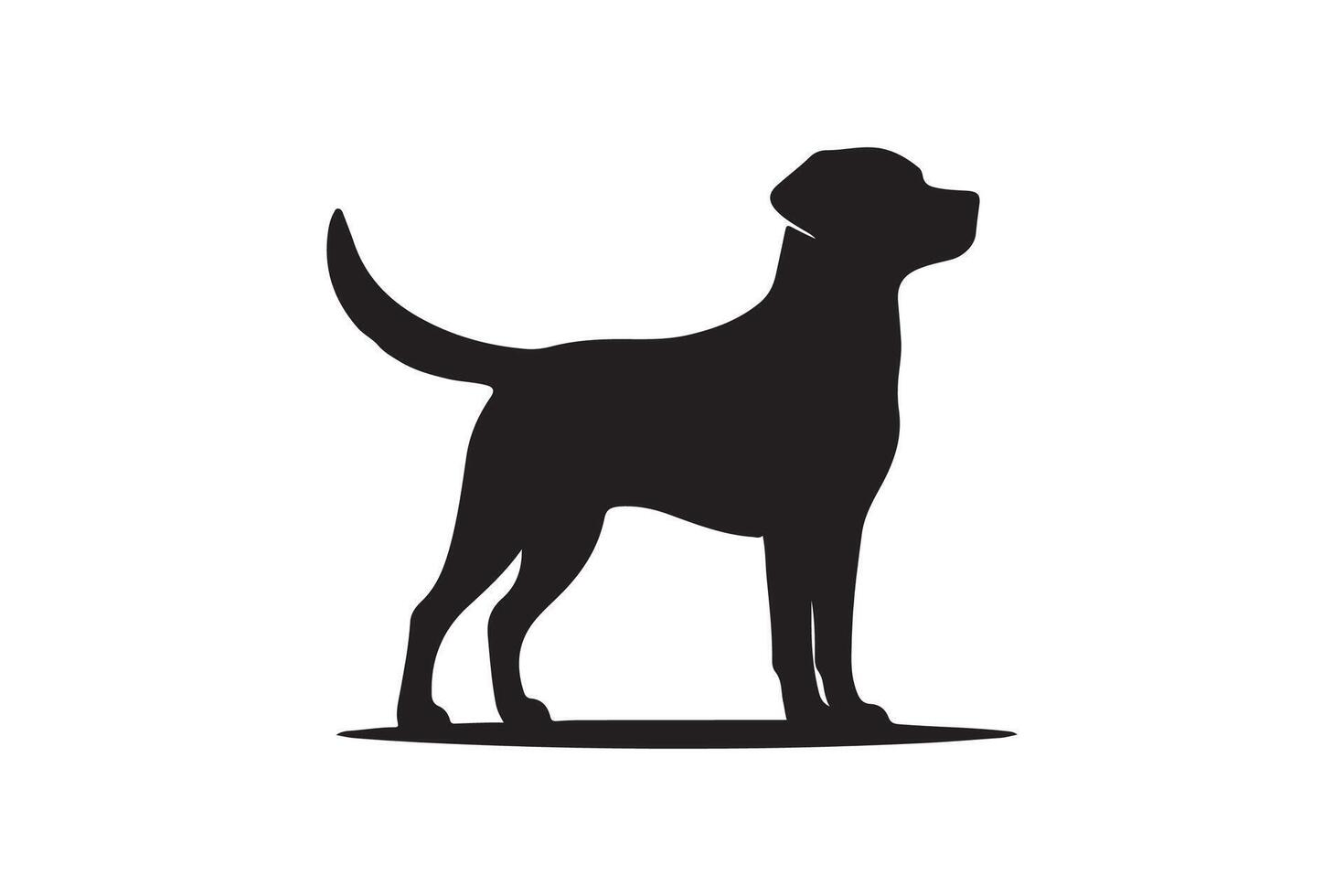 Minimalistic Labrador Retriever Silhouette Standing Alert with Wagging Tail vector