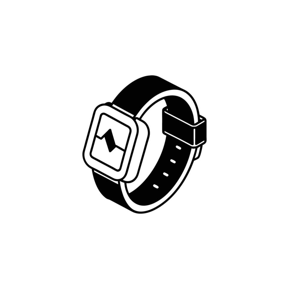 Minimalist Smartwatch Icon Design, Black and White silhouette vector