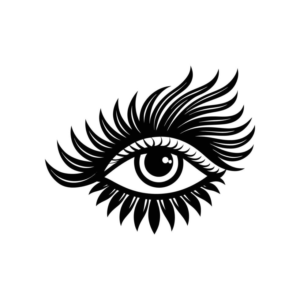 Eye with long lashes and long eyelashes illustration vector