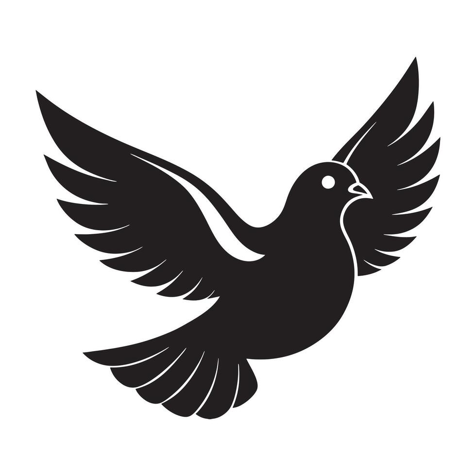 A black and white dove flying in the air vector
