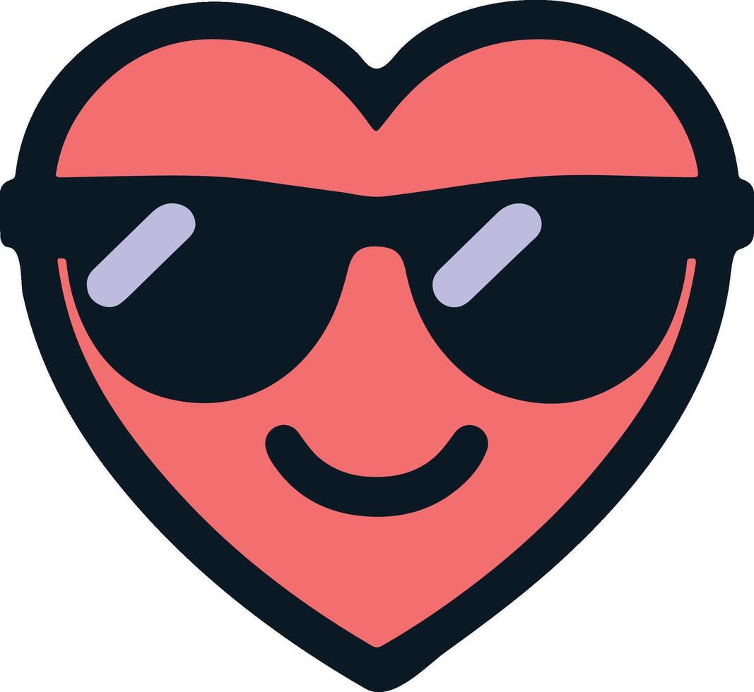 Smiling heart wearing sunglasses, valentines day icon illustration vector