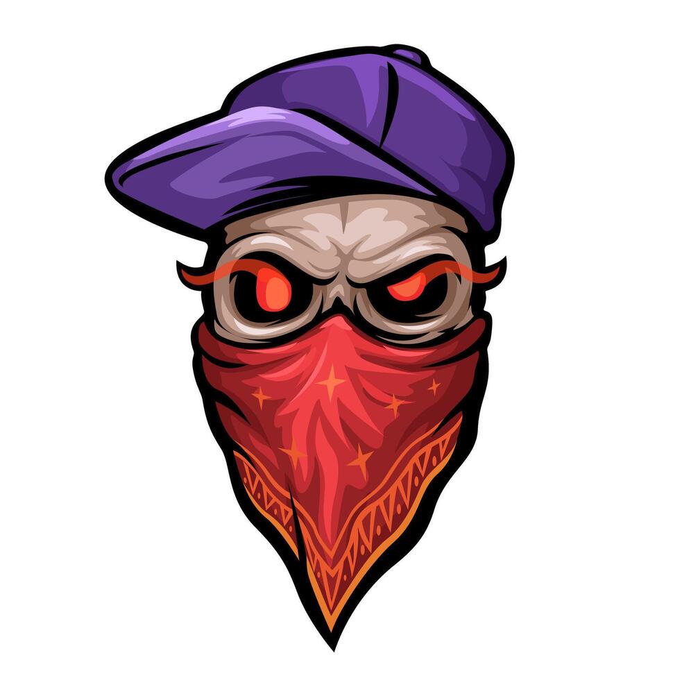 Skull Head Wear snapback and Mask Character Illustration vector