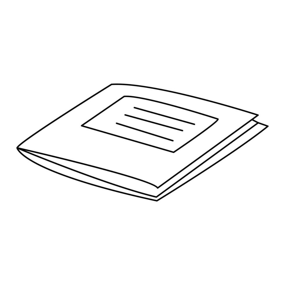 black and white illustration of a school notebook on a white background. vector