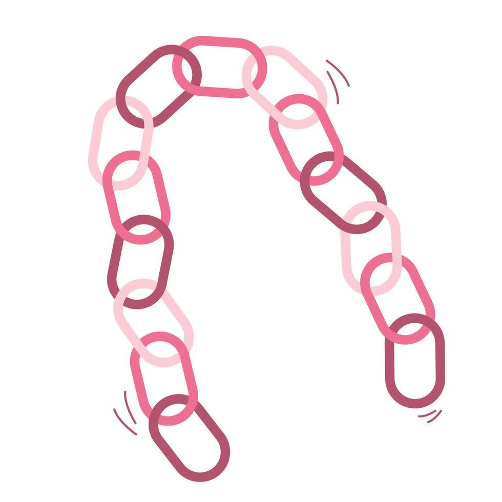 illustration of a pink metal chain on a white background. vector
