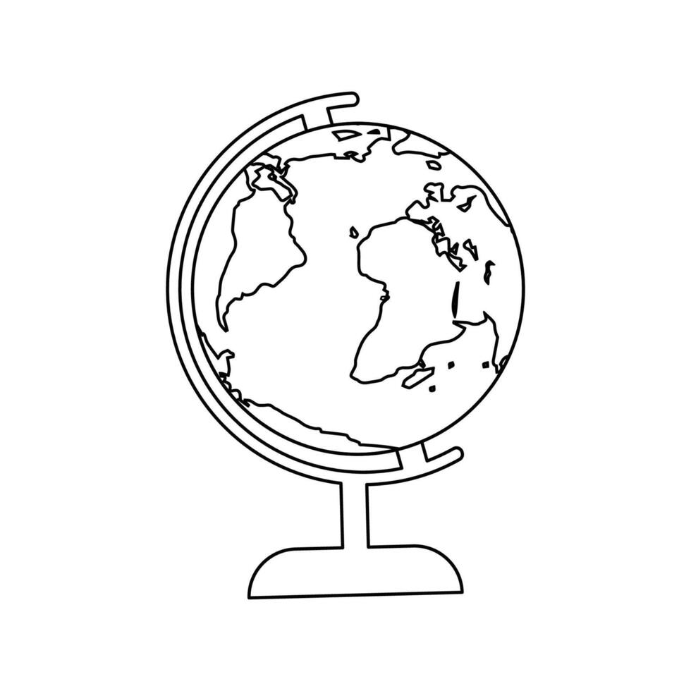 black and white illustration of the globe on a white background. vector