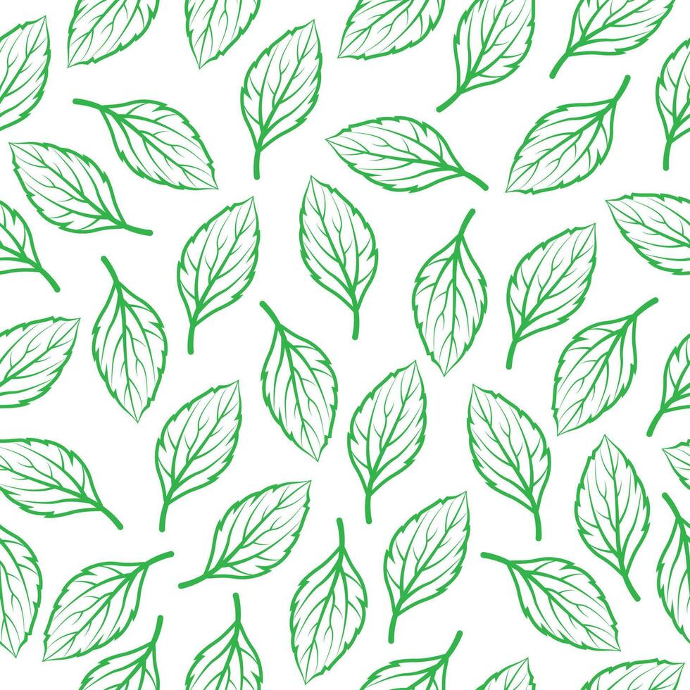 Seamless floral pattern with foliage. Hand drawn leaves. Decorative texture with a leaf. Design element, graphic print for fabric, textile industry, wrapping paper. vector