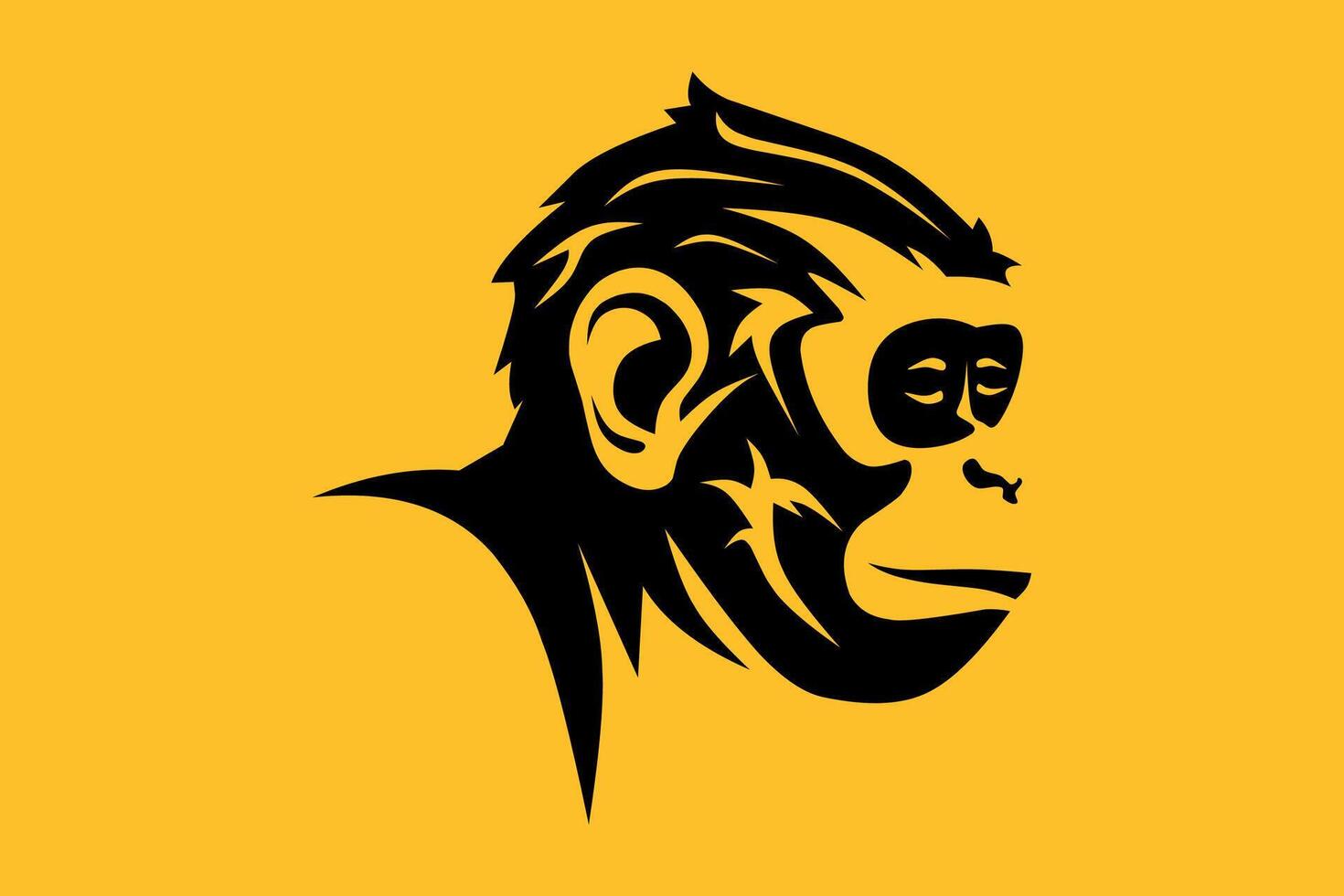 Monkey head drawing illustration. Monkey logo design character mascot icon modern illustration. vector