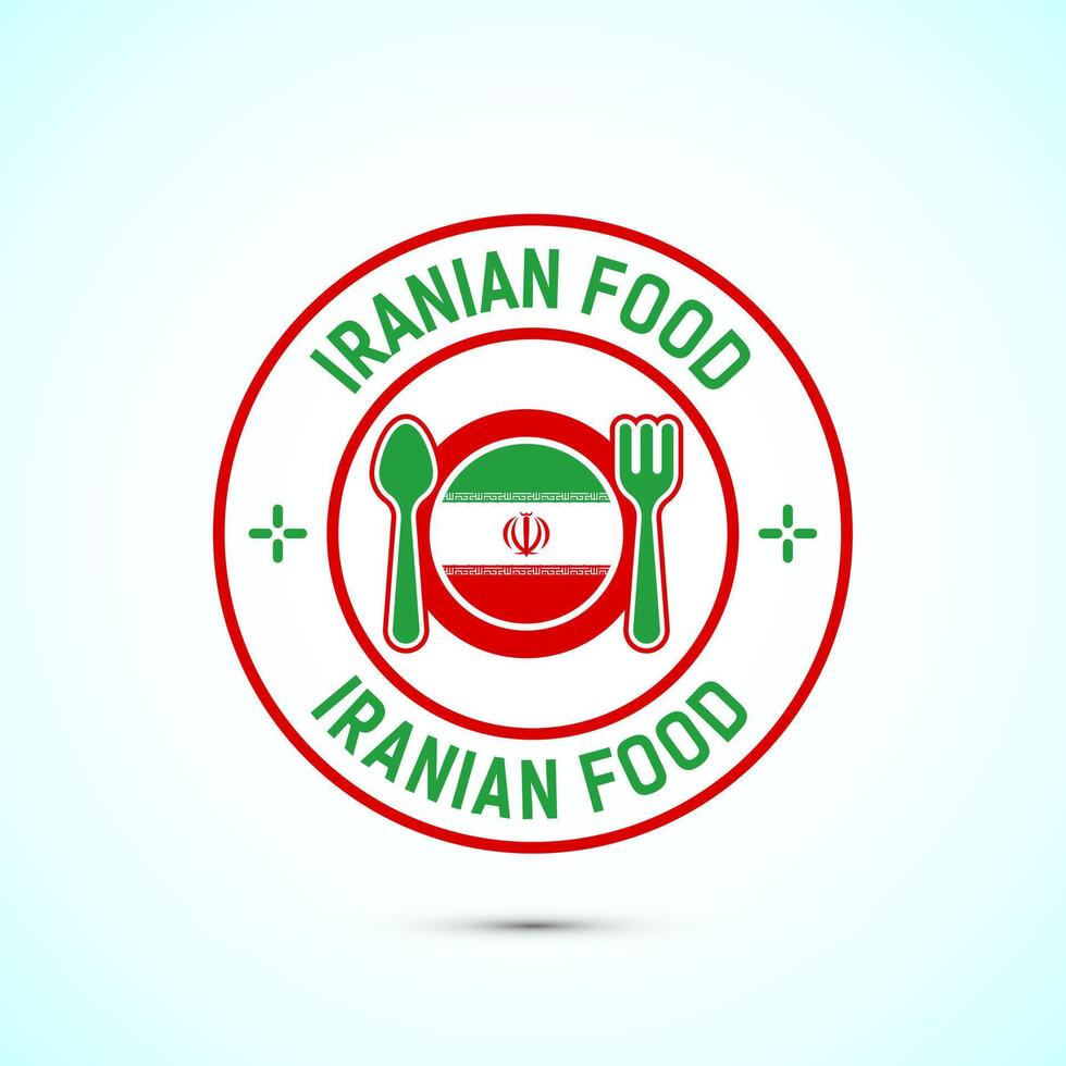 Iranian food icon badge with flag, suitable for restaurant business vector
