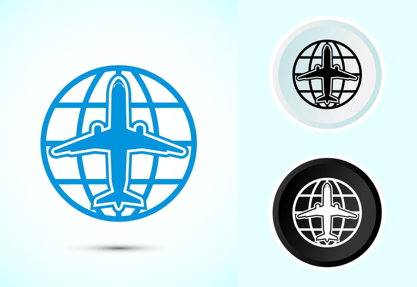 Airplane Icon Button Design Illustration. Travel, Holiday symbol vector
