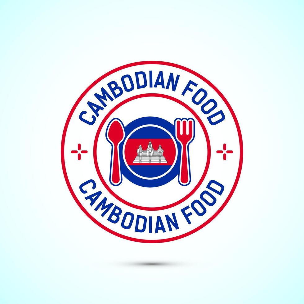 Cambodian food icon badge with flag, suitable for restaurant business vector