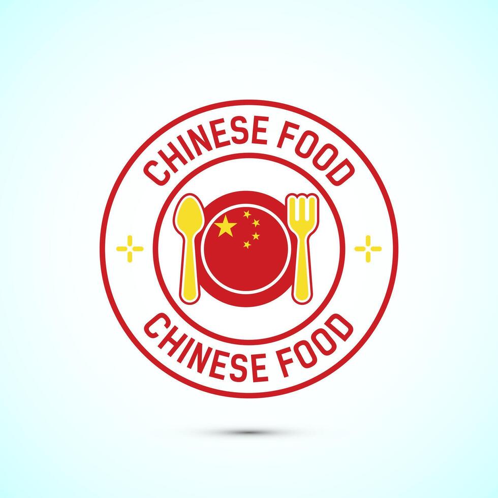 Chinese food icon badge with flag, suitable for restaurant business vector