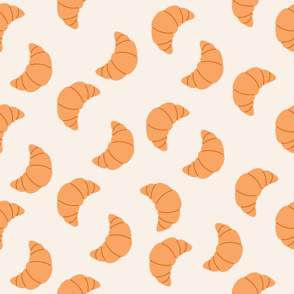 Seamless pattern of croissants hand drawn vector