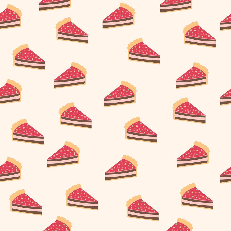 Seamless pattern of slices cakes hand drawn vector