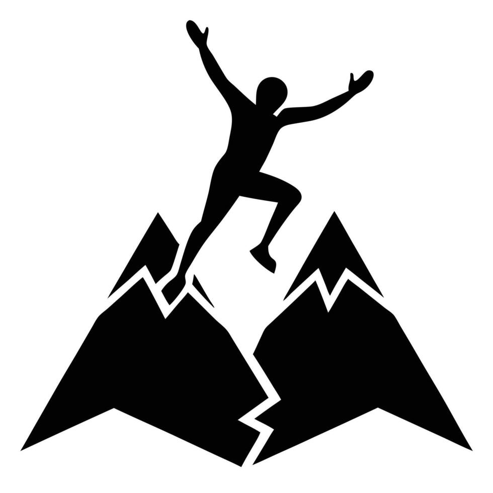 Mountain Jump Silhouette on White Background vector