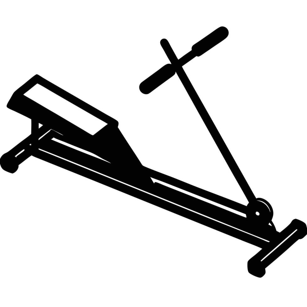 Foldable Rowing Machine Silhouette on White Background vector