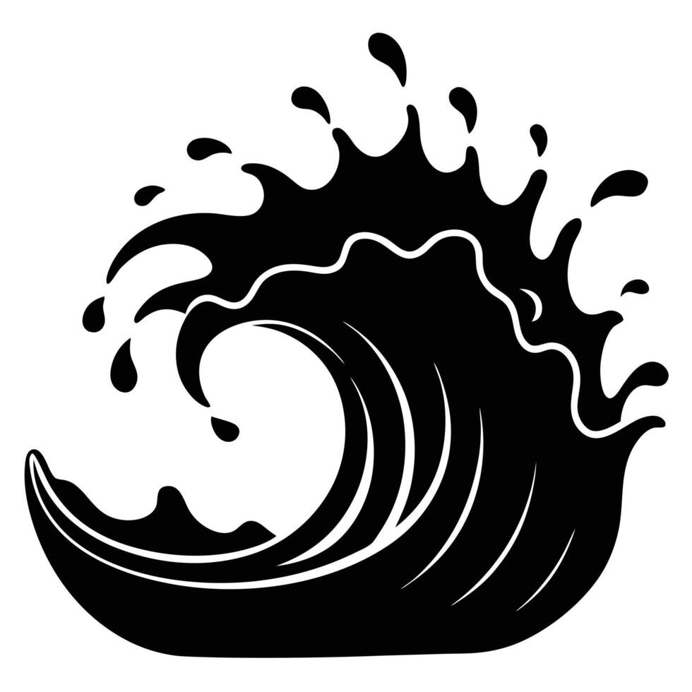 Wave Splash Silhouette on White Background vector