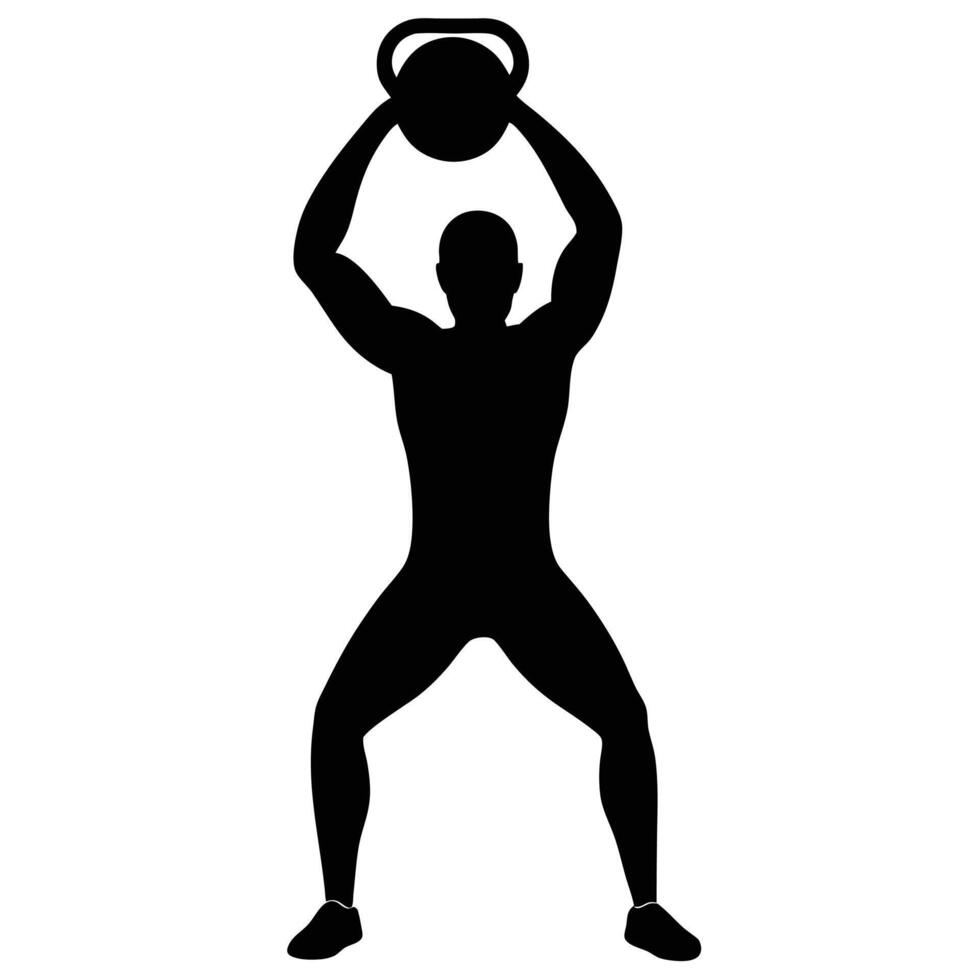 Kettlebell Lift Silhouette on White Background vector