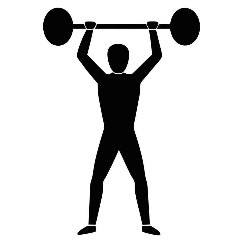 Overhead Press Silhouette on White Background vector