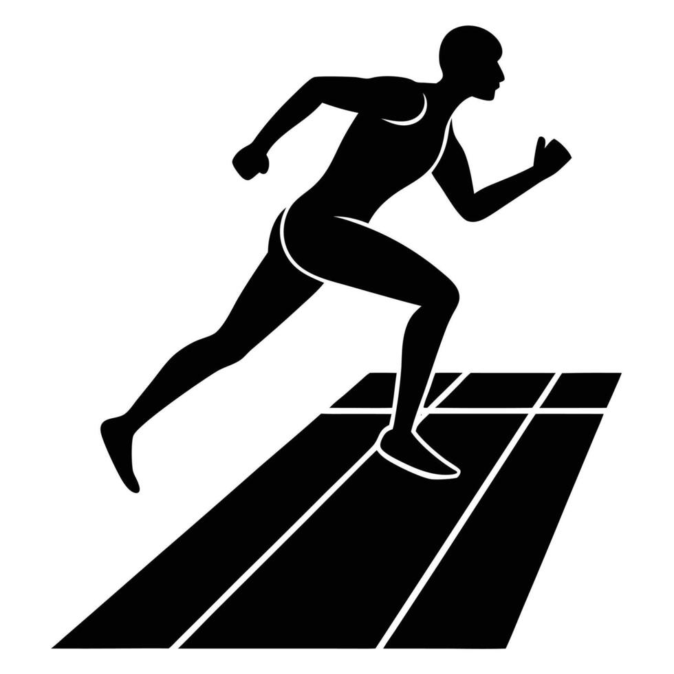 Running Track Silhouette on White Background vector