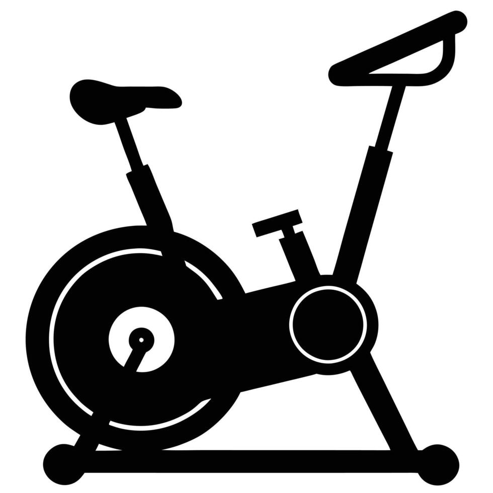Stationary Bike Silhouette on White Background vector