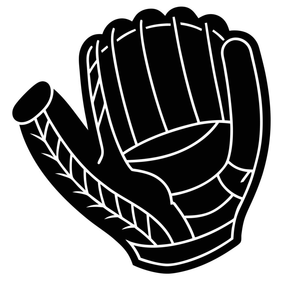 Softball Glove Silhouette on White Background vector