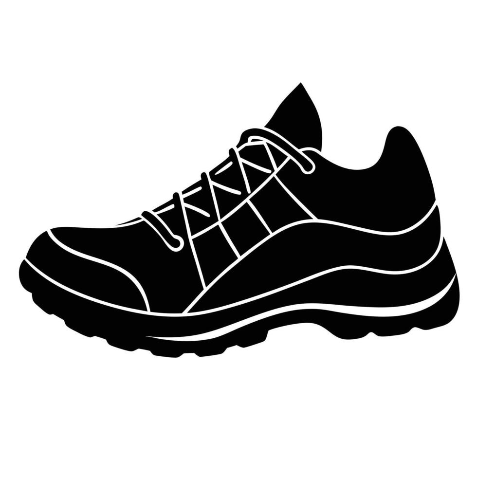 Trail Shoes Silhouette on White Background vector