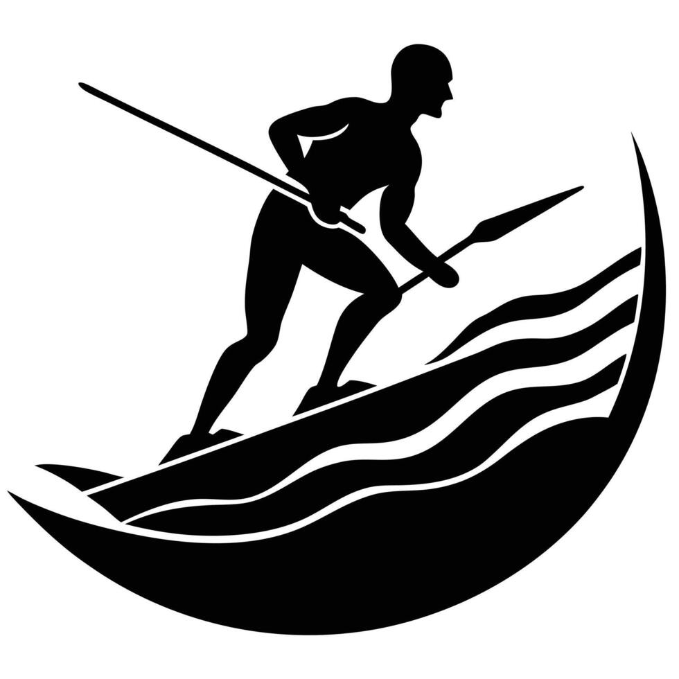 Water Ski Competition Silhouette on White Background vector