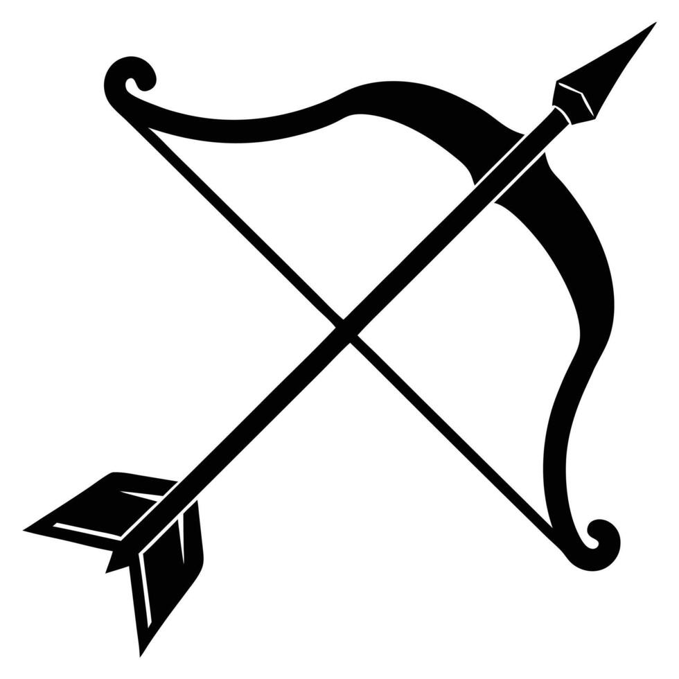 Bow and Arrow Silhouette on White Background vector