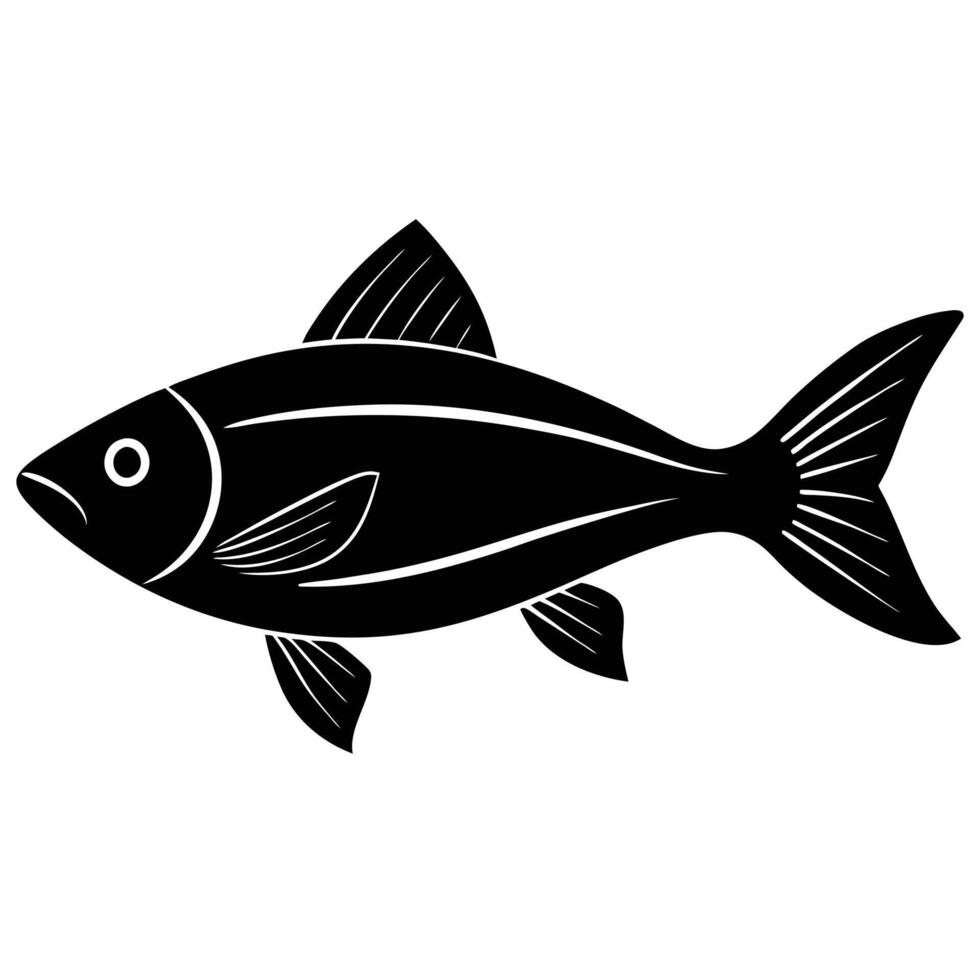 Fish Silhouette on White Background vector