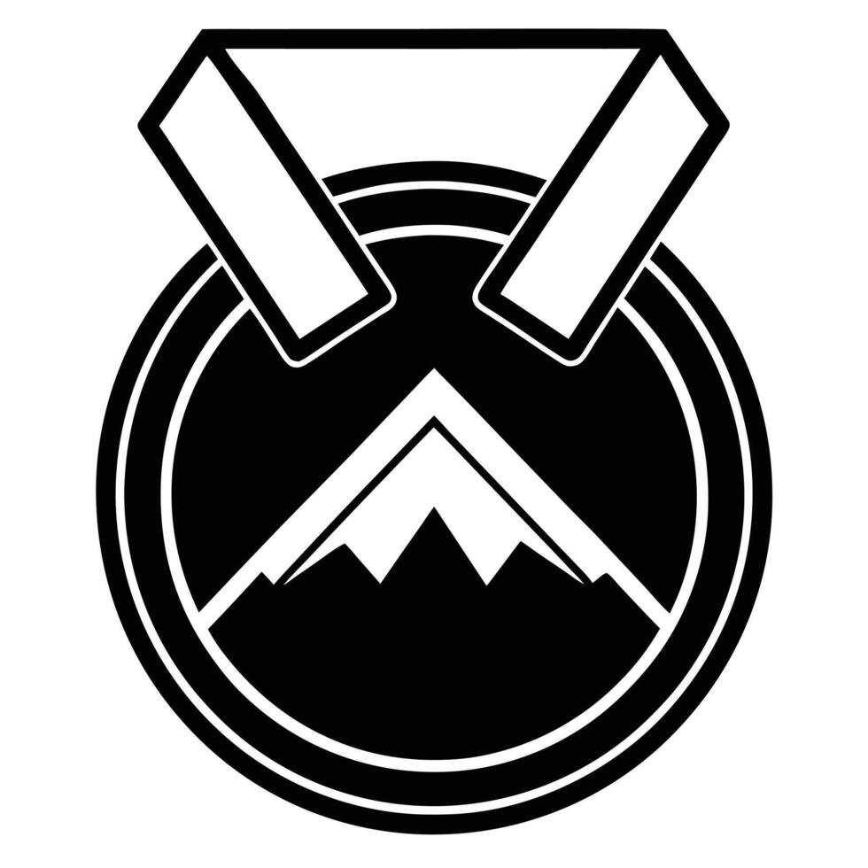 Mountain Medal Silhouette on White Background vector