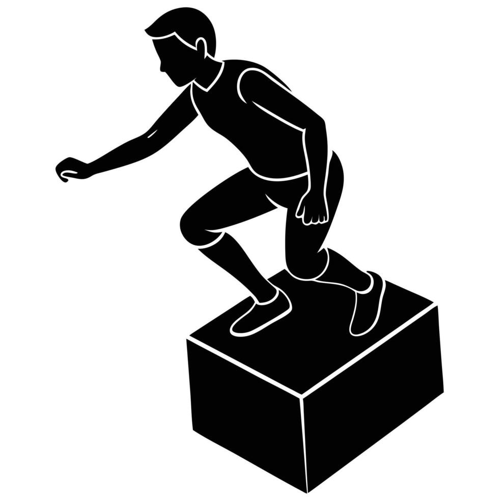 Box Jump Silhouette on White Background vector