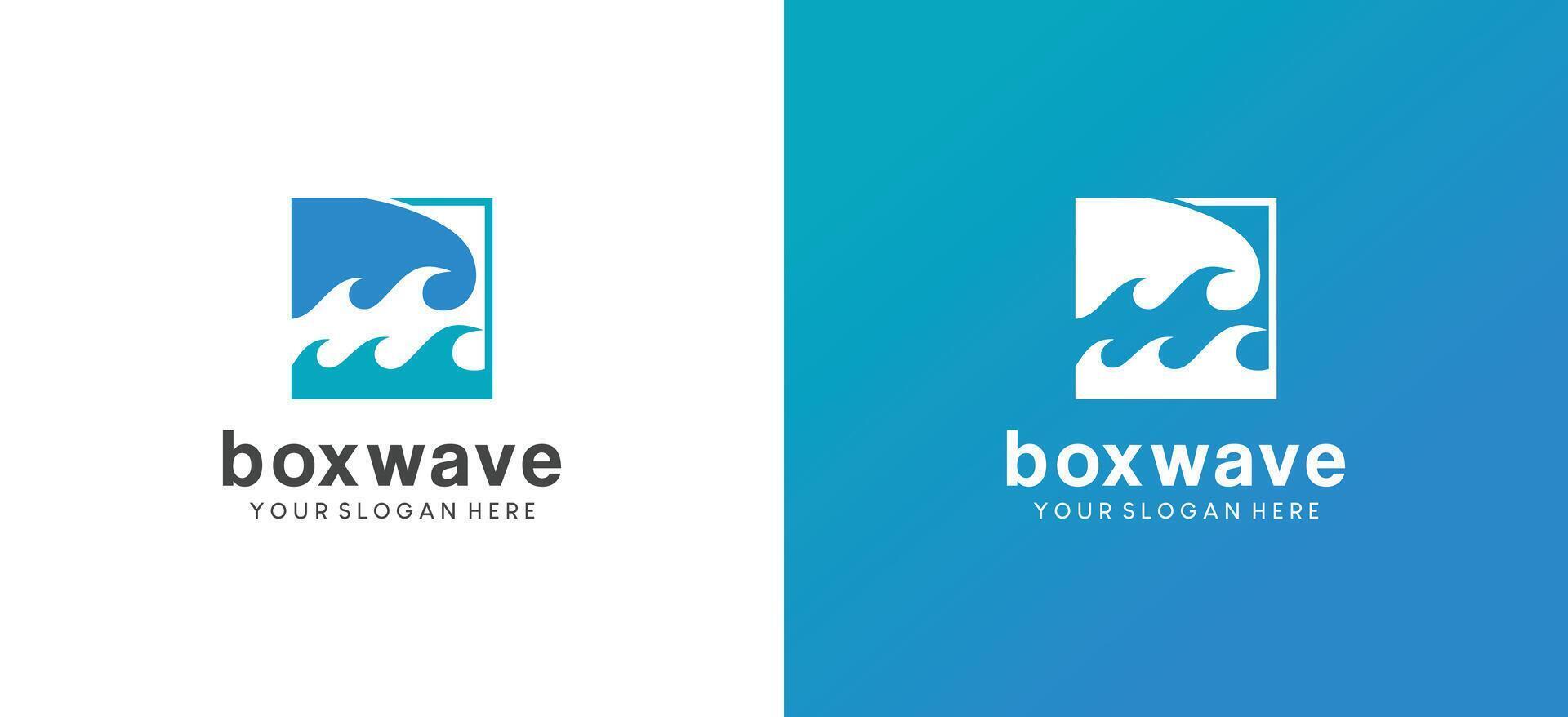 illustration of blue ocean waves in a box vector