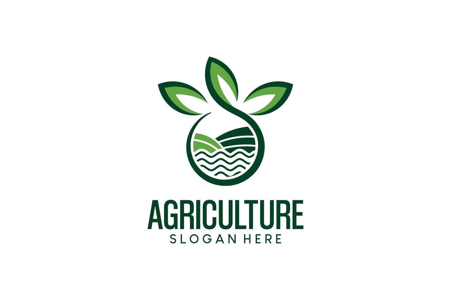 logo symbol of water leaves and fields for agricultural logo design vector