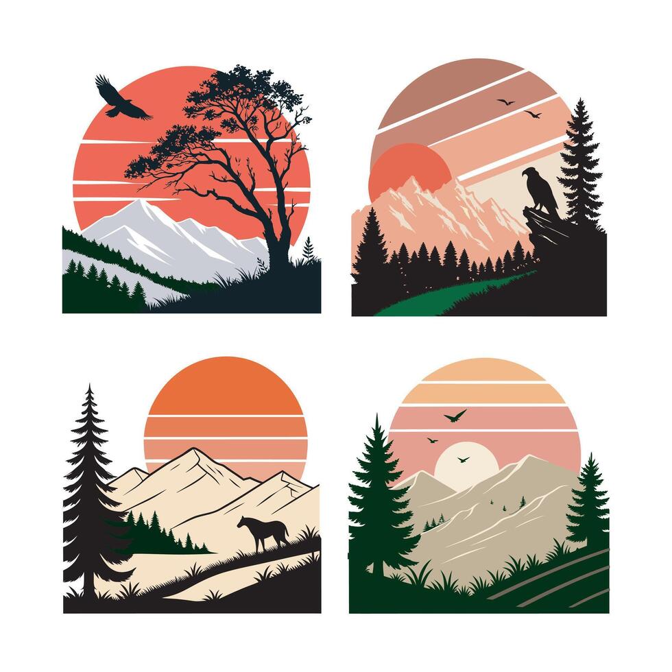 Retro Vintage T Shirt Designs bundle, Timeless Graphics for Unique Apparel. stylish vintage aesthetic T-shirt designs for print vector