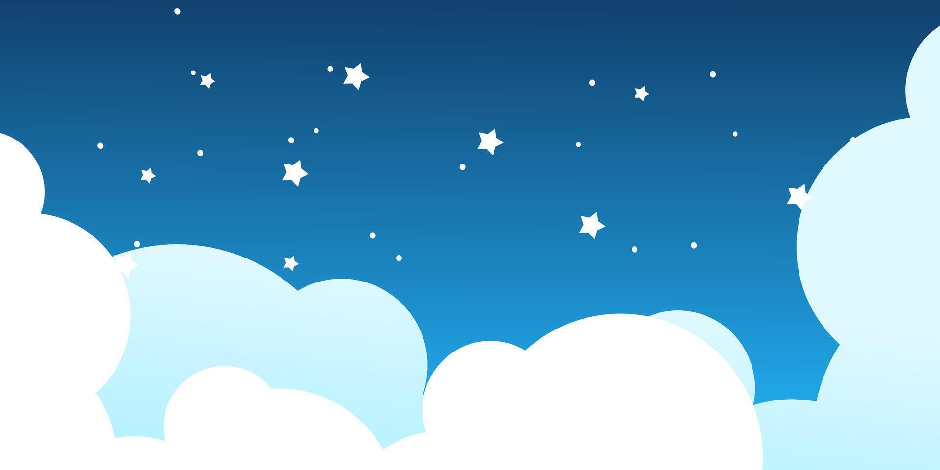 A cartoon illustration of clouds and stars vector