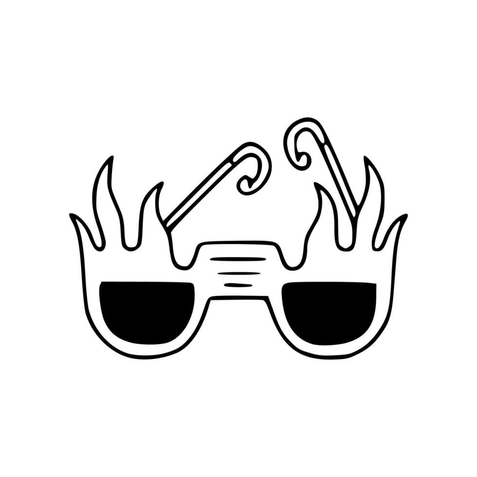 Glasses with fire on them in black and white vector