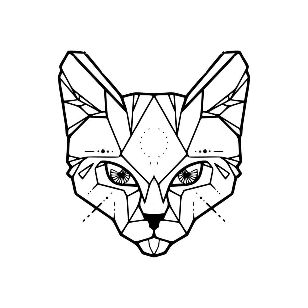 A geometric cat head with black lines on it vector