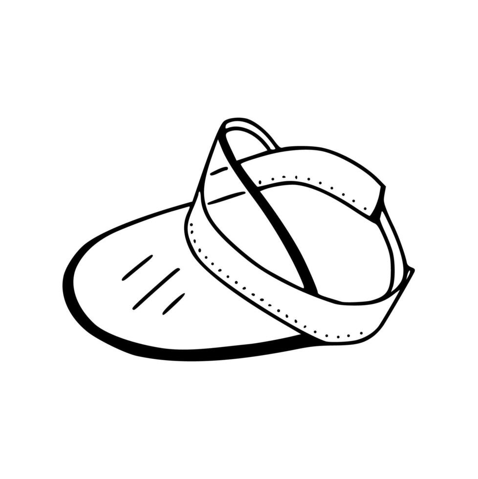 A baseball cap is shown in a black and white drawing vector