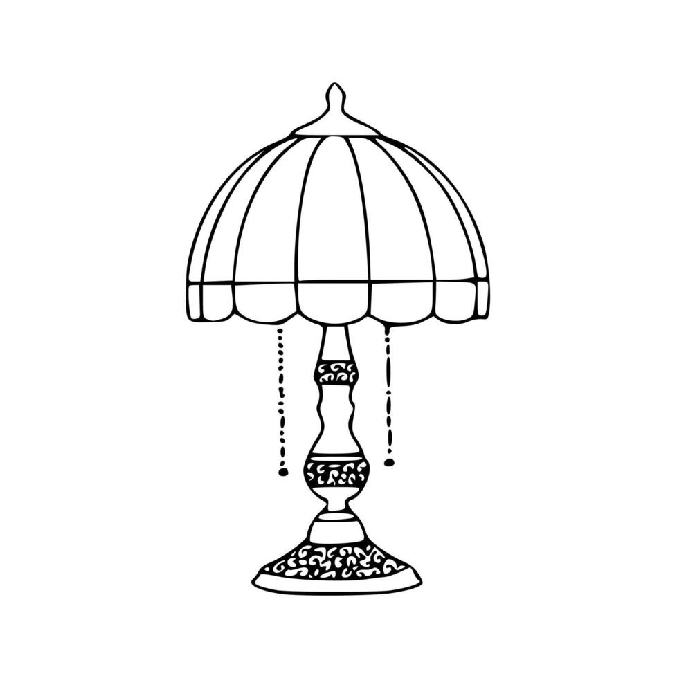 A black and white drawing of a lamp vector