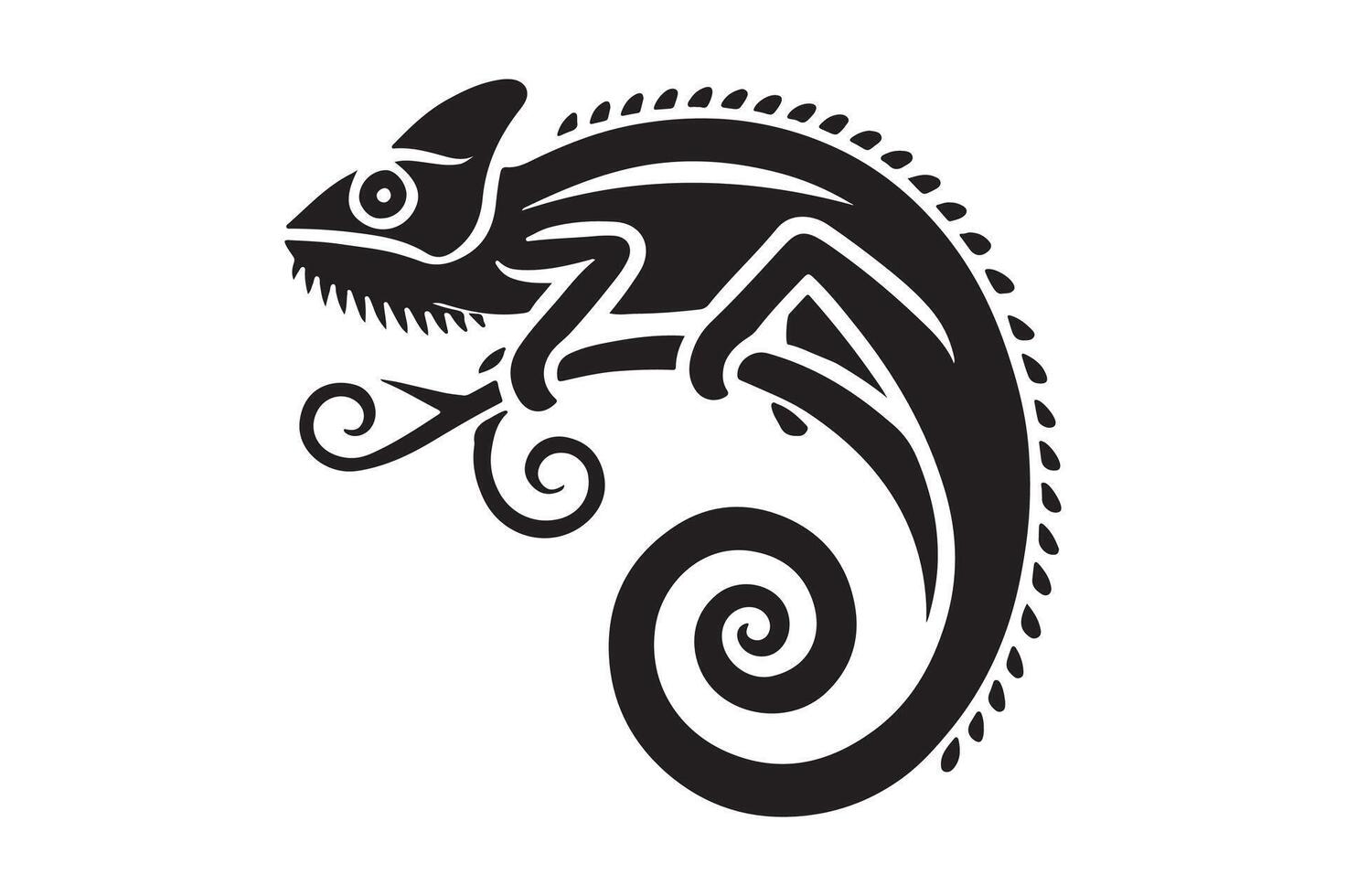 Minimalist Silhouette of Chameleon for Artwork vector