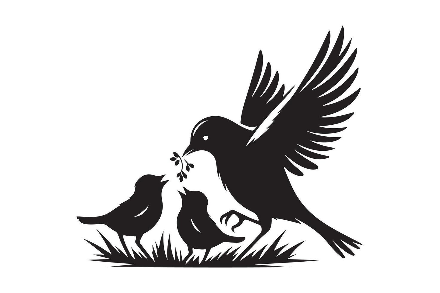 Artistic Silhouette of Bird with Spread Wings vector