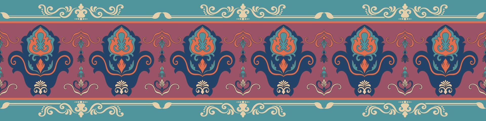 Borders for fabric pattern elements, decorative carpet patterns vector