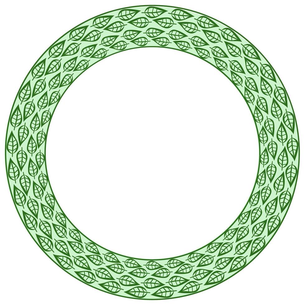 Round green frame with leaf pattern vector