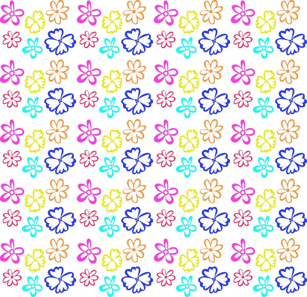 Seamless multicolored floral pattern on white background vector