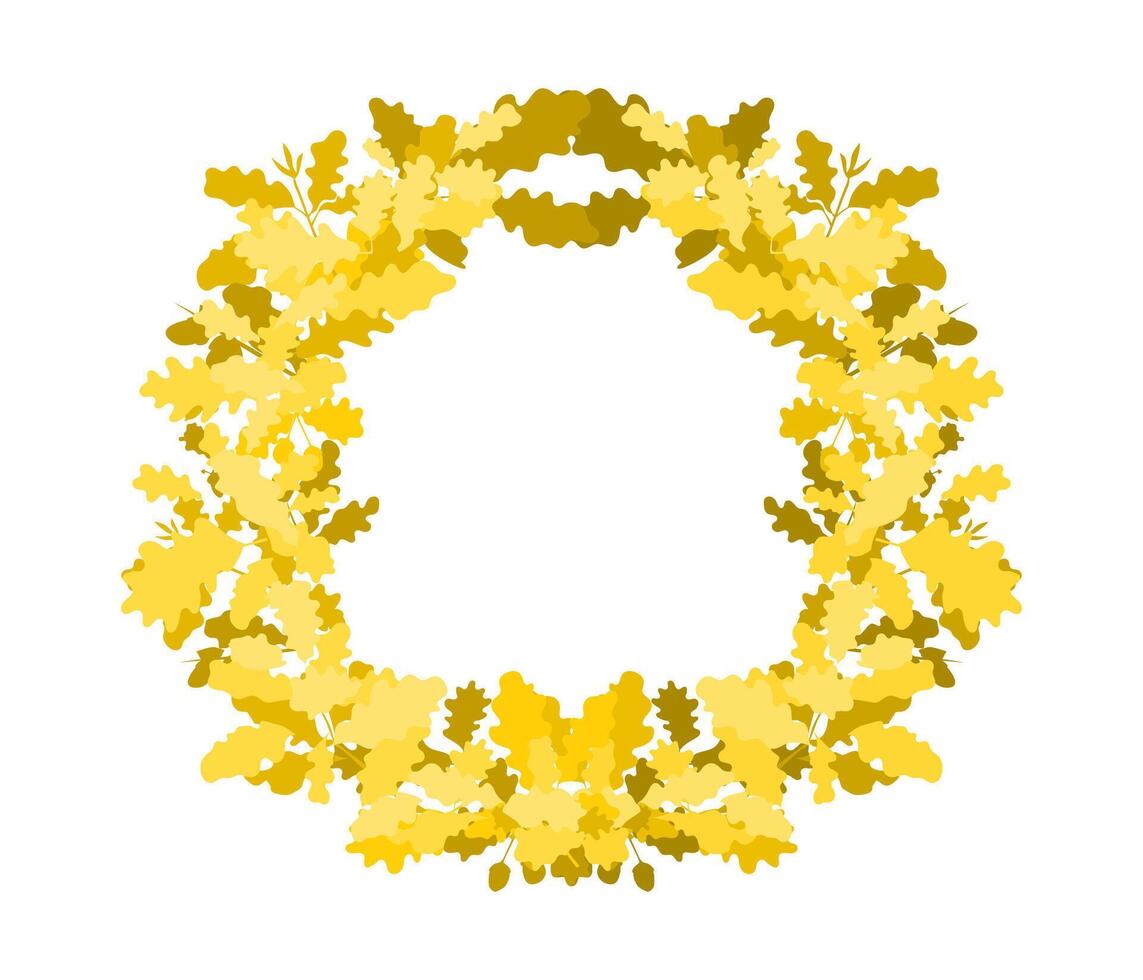 wreath of oak leaves and acorns white background vector